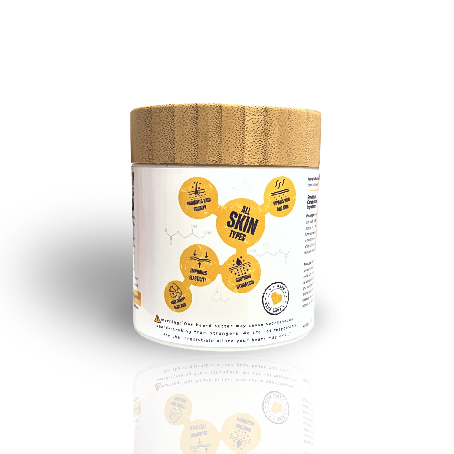 Lard Infused Beard Butter - Non Greasy - All Natural Scent (Unscented) 5.5 oz "Nourish Your Mane"