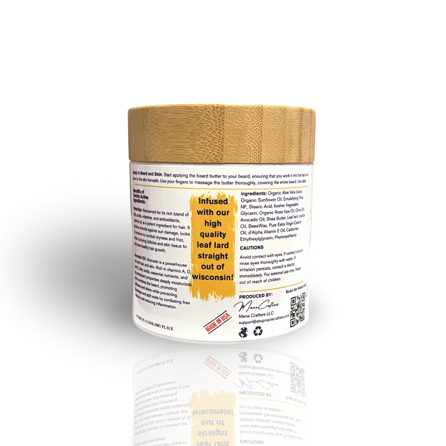 Lard Infused Beard Butter - Non Greasy - All Natural Scent (Unscented) 5.5 oz "Nourish Your Mane"