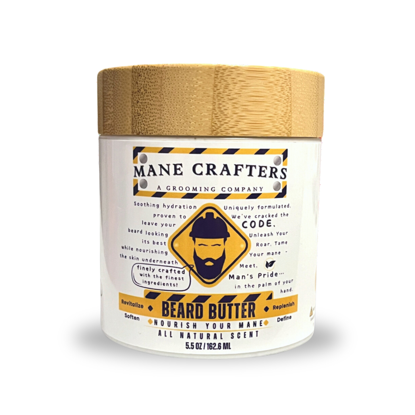 Lard Infused Beard Butter - Non Greasy - All Natural Scent (Unscented) 5.5 oz "Nourish Your Mane"