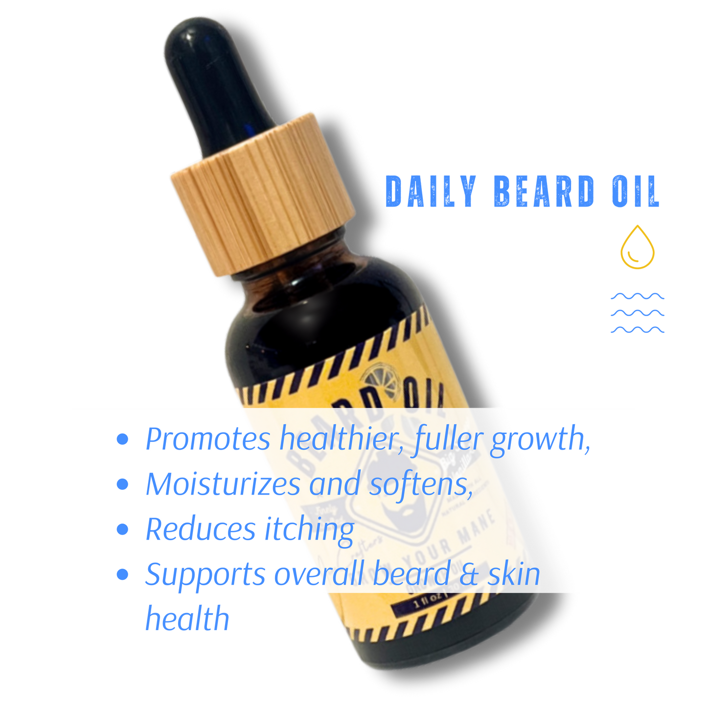 Beard Oil - Big Squeeze Vanilla-Citrus Growth Oil (1 fl oz) "Grow Your Mane"